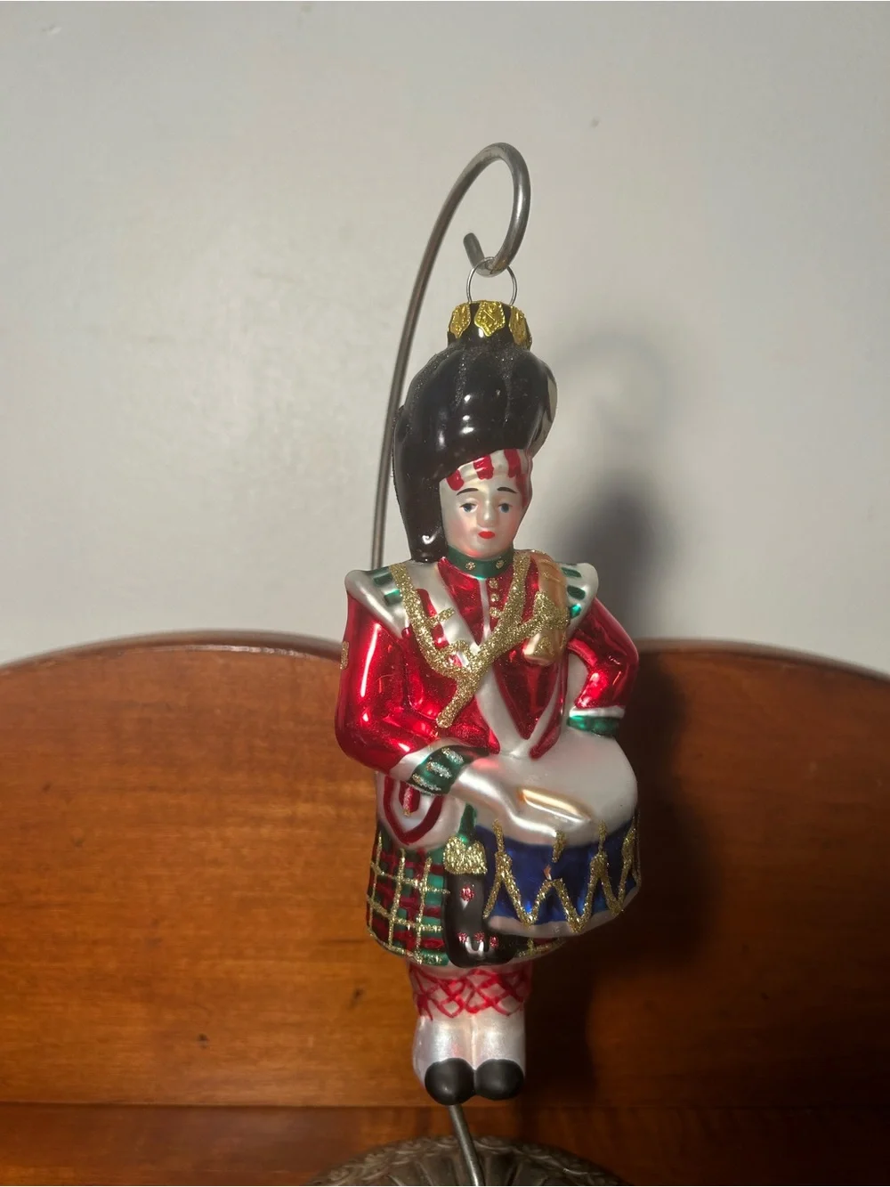 Holiday Scottish Drummer Ornament - Red and Green